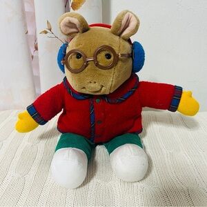 Vintage Eden 1996 Arthur PBS Plush Stuffed Animal Dressed in Winter Clothes